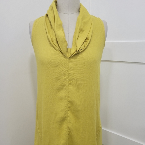 For Cynthia Linen Blend Cowl Neck Dress Mustard Yellow Size XS - Picture 3 of 10